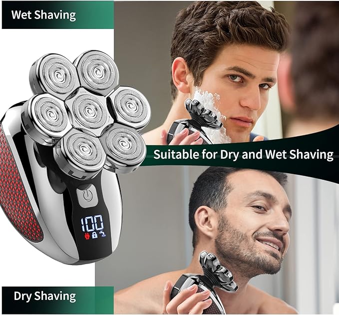 Head Shaver for Bald Men 7D, Bald Head Shavers for Men Wet&Dry,CHLANT 5-in-1 Electric Head Shaver for Men Head Razor Cordless Rechargeable Waterproof, Electric Razor for Men Rotary Shaver Grooming Kit