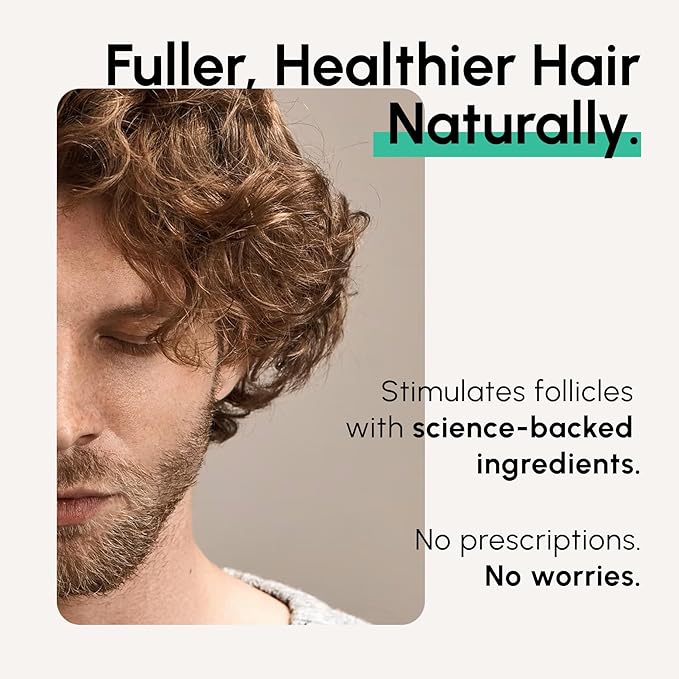 DHT Blocker Hair Growth Peptide Supplement for Men - 28 Ingredient Dermatologist Recommended Formula with Saw Palmetto, Supports Thicker Hair, Stops Hair Loss, 120 Capsules