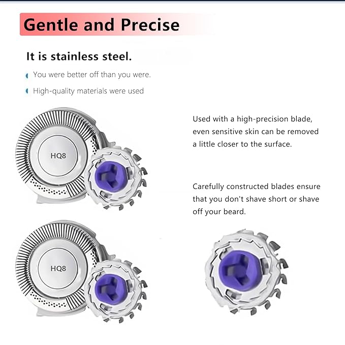 HQ8 Replacement Heads Compatible with Philips Norelco Aquatec Replacement Blades,6 New Upgraded Blades for Philips Norelco Aquatec Replacement Heads for hq8505 PT720 PT730 AT880 At830 AT810 AT815