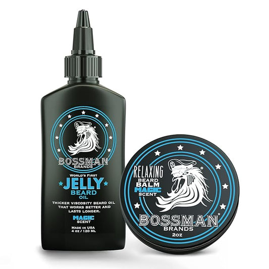 Bossman Jelly Beard Oil for Men & Beard Balm for Men Combo - Magic Scent