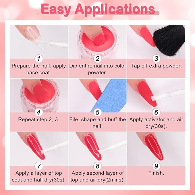 REDNEE 39pcs Dip Powder Nail Kit Starter, 30 Neutral Skin Color White Pink Dipping Powder Set with Top Base Coat Activator & Nail Brush File for Valentine's Day Nail Art Manicure Salon Gift Set RE19