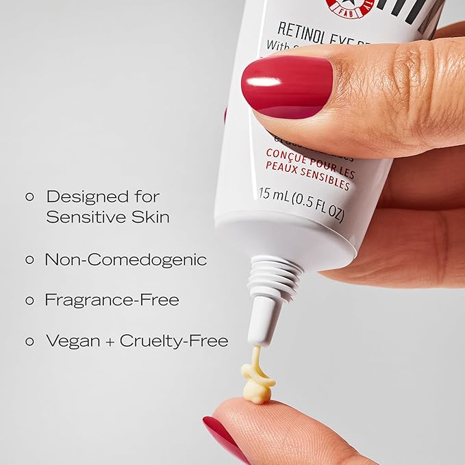 First Aid Beauty - Retinol Eye Cream with Squalane + Ceramides, Encapsulated Retinol Serum for Delicate Skin, Helps Improve Appearance of Fine Lines and Wrinkles, Safe for Sensitive Skin, 0.5 oz