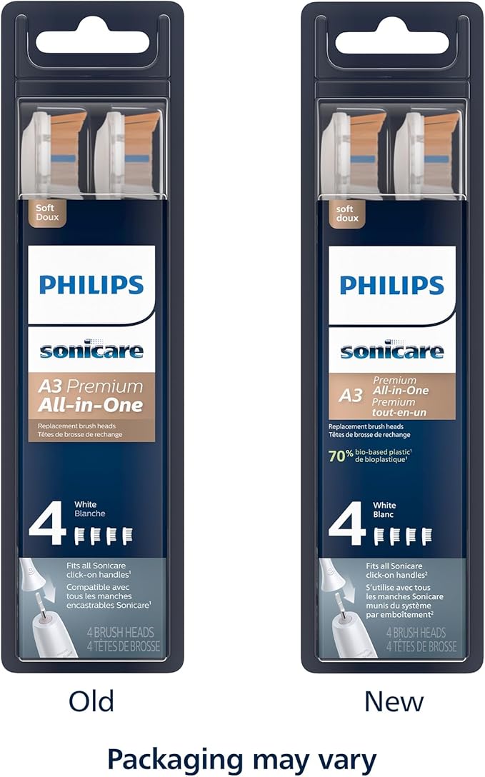 Philips Sonicare Premium All-in-One (A3) Replacement Toothbrush Heads, HX9094/65, Smart Recognition, White 4-pk