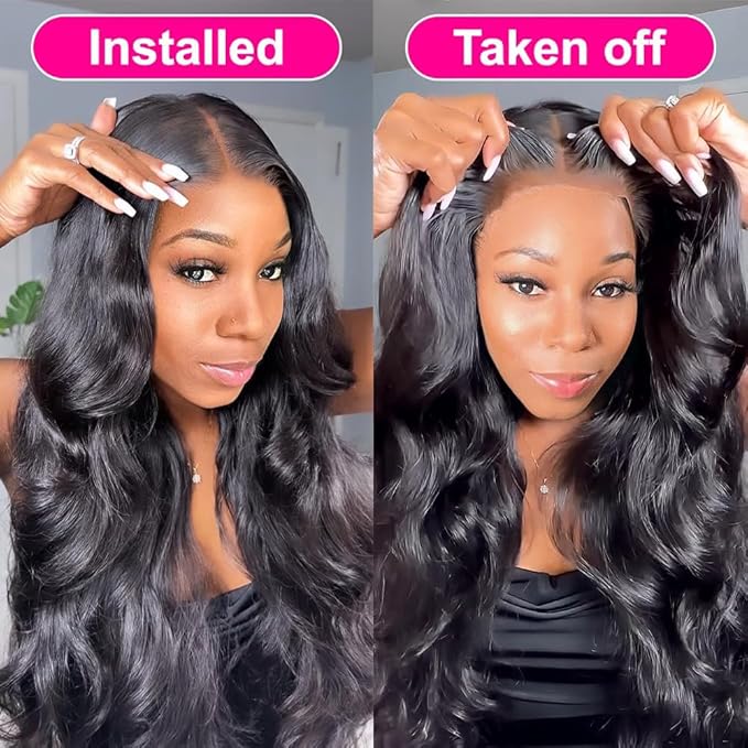 28 Inch 6x4 Lace Closure Wigs 180% Density Body Wave Lace Front Wigs Human Hair for Women Wear and Go Glueless Wigs Human Hair Pre Plucked Pre Cut