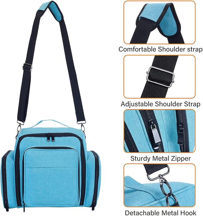 Nail Polish Organizer Case Holds 60 Bottles Portable Travel Storage Box with 2 Detachable Bags, Designed for Women's Nail Tools, Essential Oils and Cosmetics Sets Lake Green