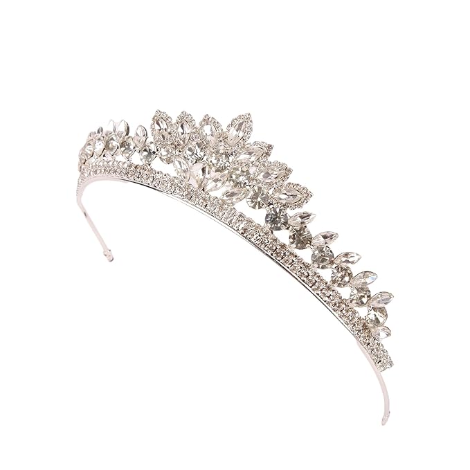 LIMELIA Women's Tiara for Henna Wedding Party|Glitter Hair Accessories for Bridal Birthday Pageant Prom Halloween Costume Christmas Party, Queen Princess Crowns | Leaf Model-Silver
