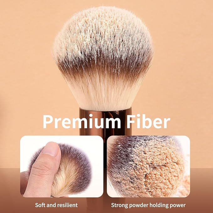 MAANGE 10 Pcs Makeup Brush Set Double-ended Kabuki Brush Travel Makeup Brushes for Foundation Powder Concealers Eye Shadows Makeup Tools Set with LED Light Mirror (Coffee Brown)