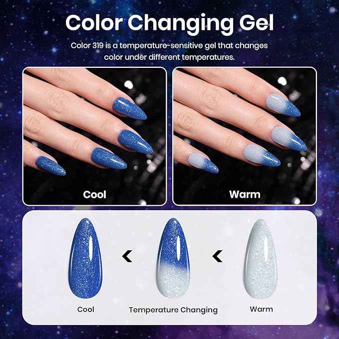 Beetles Cat Eye Gel Nail Polish, 6 Colors Black Purple Blue Galaxy Cat Eye Gel Polish Set, Milky Way Glitter Gel Nail Polish with Magnet Stick, Soak Off Uv Lamp Gel Cat Eye Nail Polish Gifts for Women