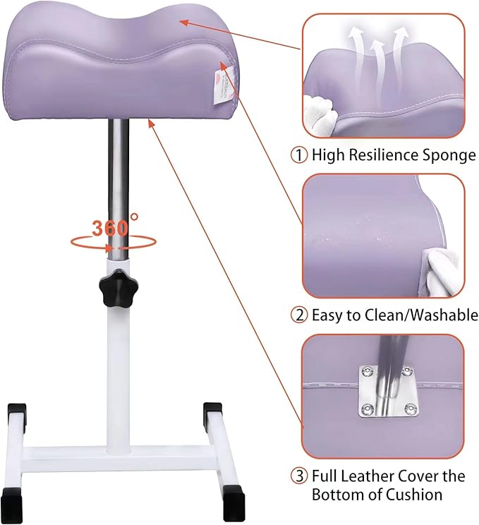 Pedicure Stand Stool Footrest Stand Adjustable Height Technician SPA Beauty Stand Stool with Non-slip SPA Salon Home Equipment Purple