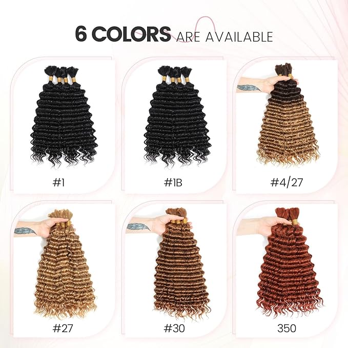 Urbeauty Bulk Human Hair for Braiding, Deep Curly Human Hair for Boho Braids 100g/2bundle 20 Inch No Weft, Human Braiding Hair for Boho Braids/Bohemian Knotless Braids/Micro Braiding Hair/Goddess