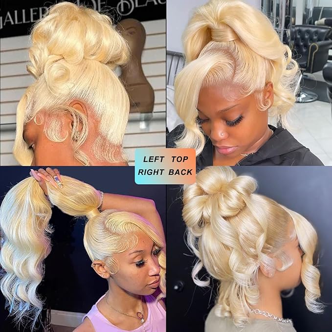 38Inch 613 360 Lace Front Wig Human Hair 200 Density Body Wave Blonde Full Lace Front Wigs Human Hair Pre Plucked 613 Human Hair Wig 360 HD Transparent Lace Blonde Wig Human Hair
