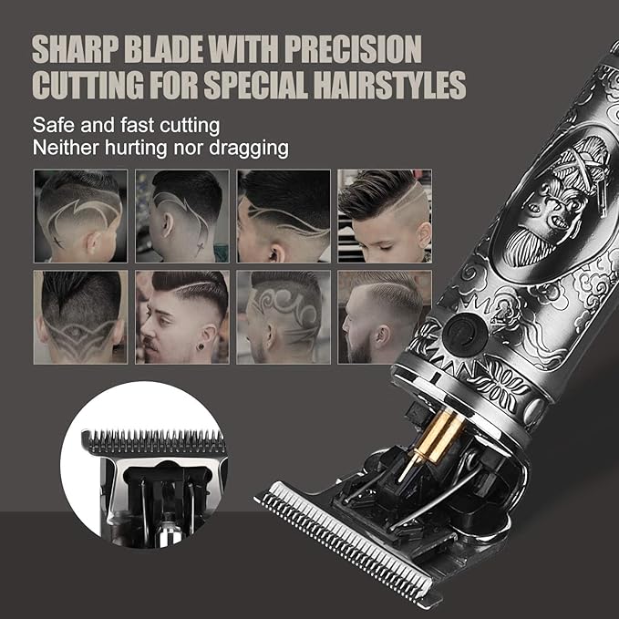 RESUXI Hair Clippers for Men Hair Trimmer for Barbers,Professional Cordless T Blade Trimmer, Beard Edger Liners,Barber Shavers,Ornate Knight Close-Cutting Hair Machine