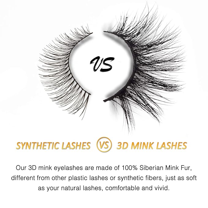 GOO GOO Mink Eyelashes, Natural Eyelashes 16mm to 19mm 5 Styles Multipack 3D Mink Lashes Fake Eyelashes Natural Look Reusable Handmade Siberian Mink Fur False EyeLashes for Women