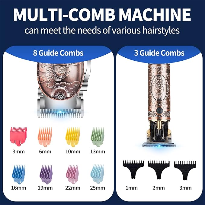 Roziapro Hair Clippers for Men T-Blade Trimmer Professional Barber Clippers - Cordless Hair Cutting Beard Trimmer Mens Electric Hair Trimmer Rechargeable Gold Knight Grooming Kit （Rose Gold）