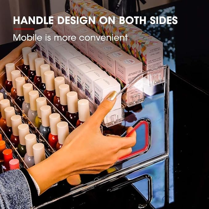 Nail Polish Organizer 84 Bottles of 7 Layers Sunglass Organizer Acrylic Display Rack Eyeglasses Storage Essential Oils Holder Makeup Organizer No Tool Needed Assembly, Clear