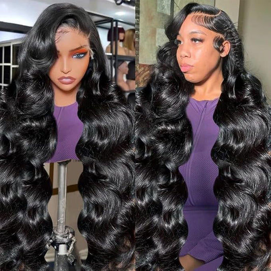 26inch 13x6 Body Wave Lace Front Wigs Human Hair Wigs for Women 180% Density HD Brazilian Virgin Body Wave Lace Frontal Wigs Human Hair Pre Plucked With Baby Hair
