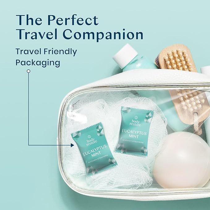Body Restore Shower Steamers Aromatherapy 15 Pack - Mothers Day Gifts for Mom, Grandma, Birthday Gift for Dad, Daughter, Best Friend, Travel Essentials, Stress Relief, Self Care - Eucalyptus