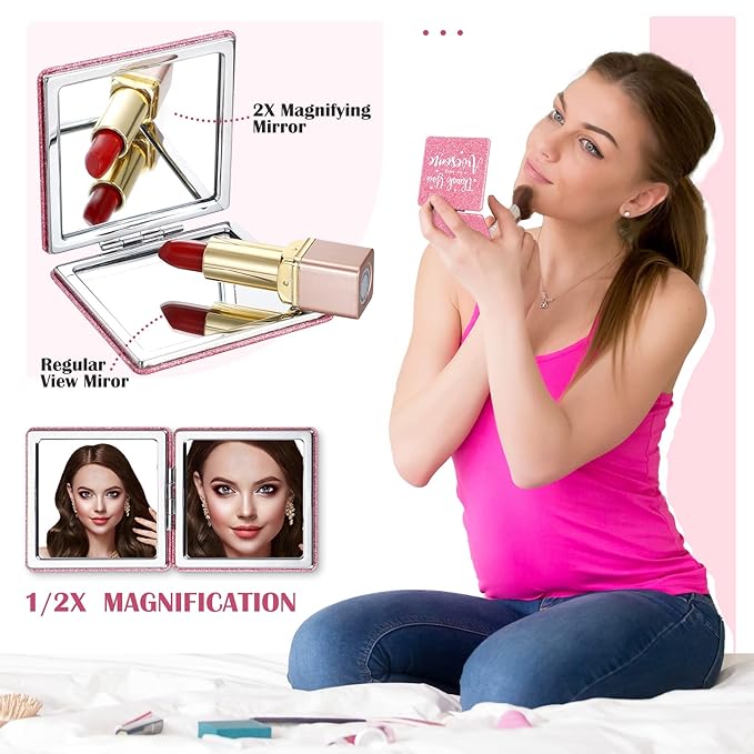 Qunclay 12 Pcs Employee Appreciation Gifts, Compact Mirror for Women Thank You for Being Awesome Makeup Mirror Favors for Mother's Day Teachers Volunteer Nurse