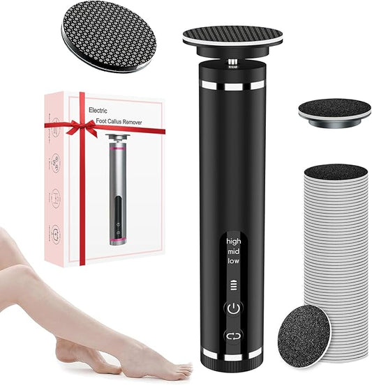 Electric Foot Callus Remover with Nano-Glass Head, Brushless Electric Foot File with 60 Pcs Sandpaper Discs, Cordless Callus Remover for Feet with 3 Speeds, Mothers Day Gift, Pedicure Tools for Feet