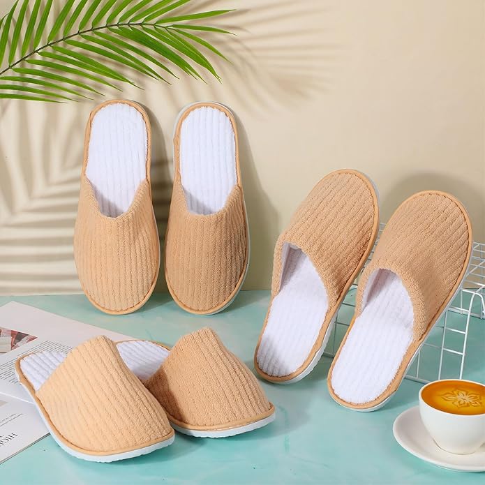 Panitay 20 Pairs Reusable Spa Slippers for Guests Washable House Slippers with Triple Layer Coral Fleece for Home Indoor Hotel Travel, Closed Toe