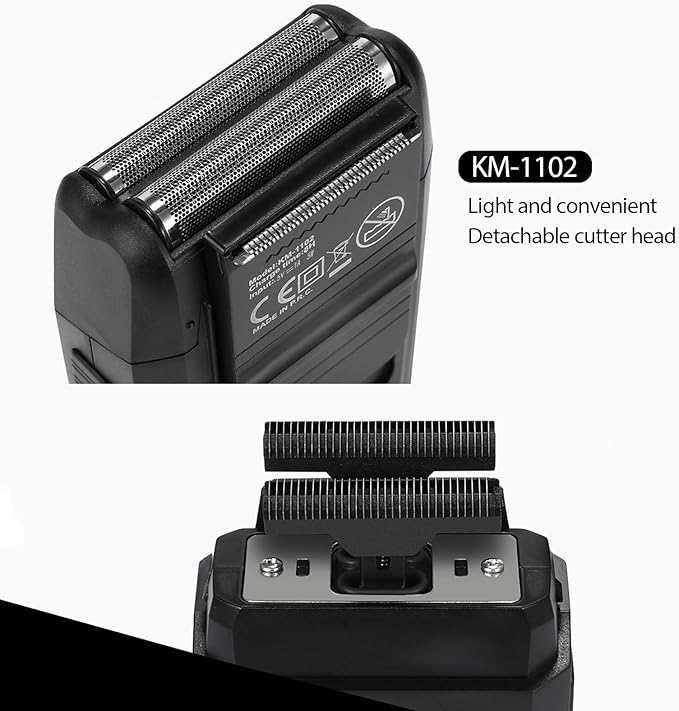 KEMEI Hair Clipper and Shaver Set Professional Cordless Hair Trimmer for Men, Electric Beard Trimmers Double foil shavers, Barber Clipper Hair Cuttings Kit, KM-2299, KM-1102