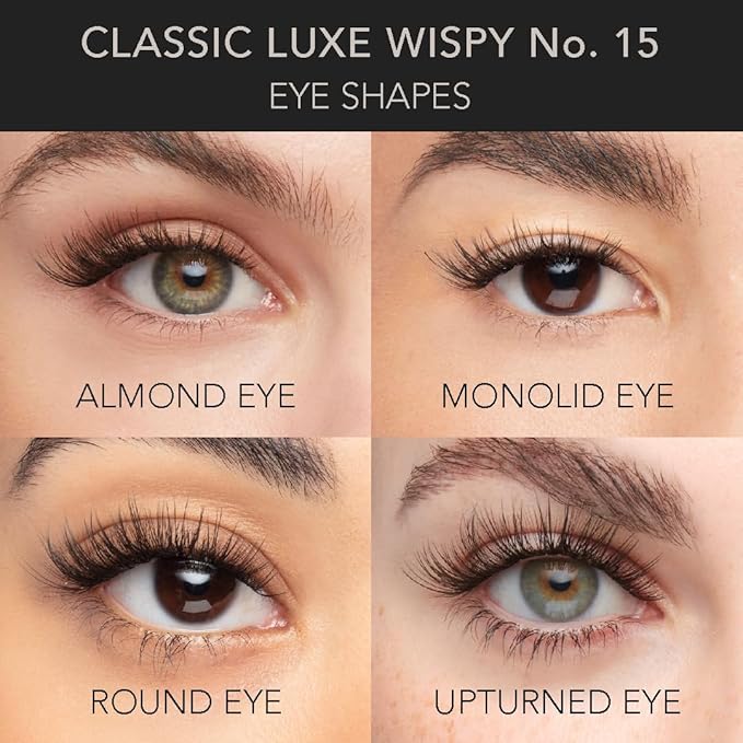 Pro Lash ProWear Professionally Styled Lash Clusters - Easiest to Apply Eyelash Cluster - 10 Day Eyelashes - Waterproof Lashes Clusters - 3 Sets - Classic Luxe Wispy No. 15 - Black
