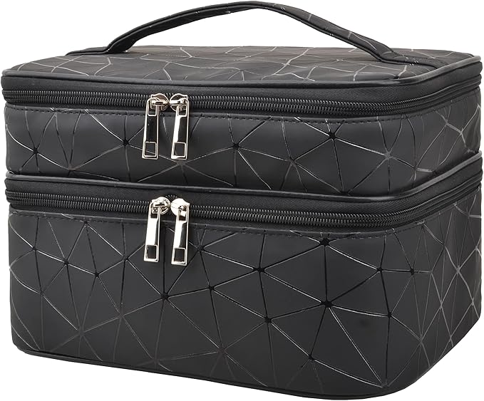 MKPCW makeup bag Double-layer cosmetic bag with brush bag and divider