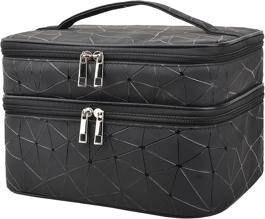 MKPCW makeup bag Double-layer cosmetic bag with brush bag and divider