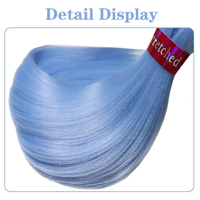 Baby Blue Braiding Hair Extension, 28 Inches Pre Stretched Braiding Hair for hair Braids,2 Packs Yaki Texture Synthetic Braid Hair