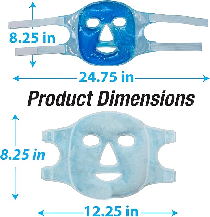 Eurow Luxe Hot & Cold Gel Face Mask with Dual-Sided Comfort, Adjustable Straps, Reusable for Stress Relief, Reducing Puffiness, and Relaxation, Full Coverage, Ideal for Soothing Eyes and Skin, Blue