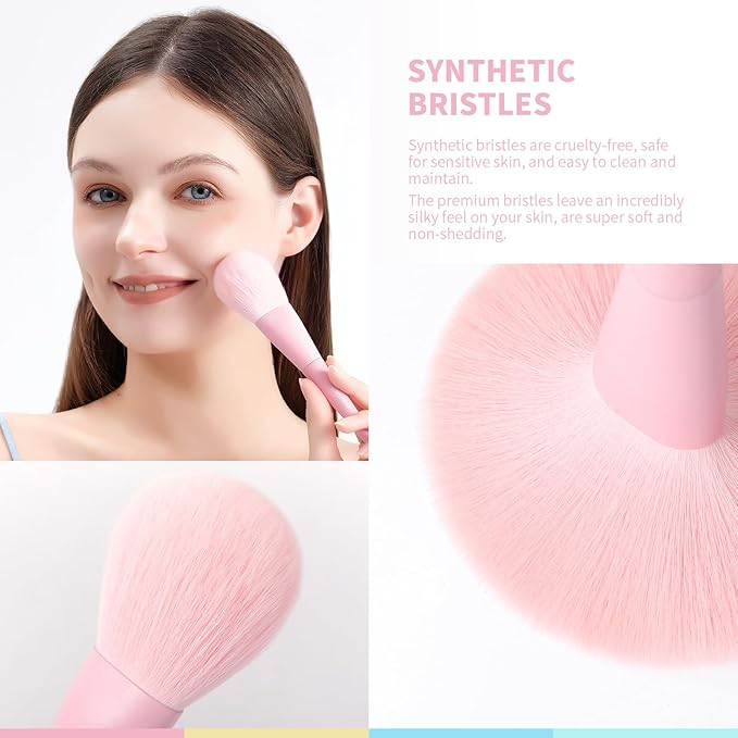 Docolor Makeup Brushes 17 Pcs Colourful Makeup Brush Set Premium Synthetic Kabuki Foundation Blending Face Powder Blush Concealers Eyeshadow Rainbow Makeup Brush Travel Friendly Valentine's Day Gift