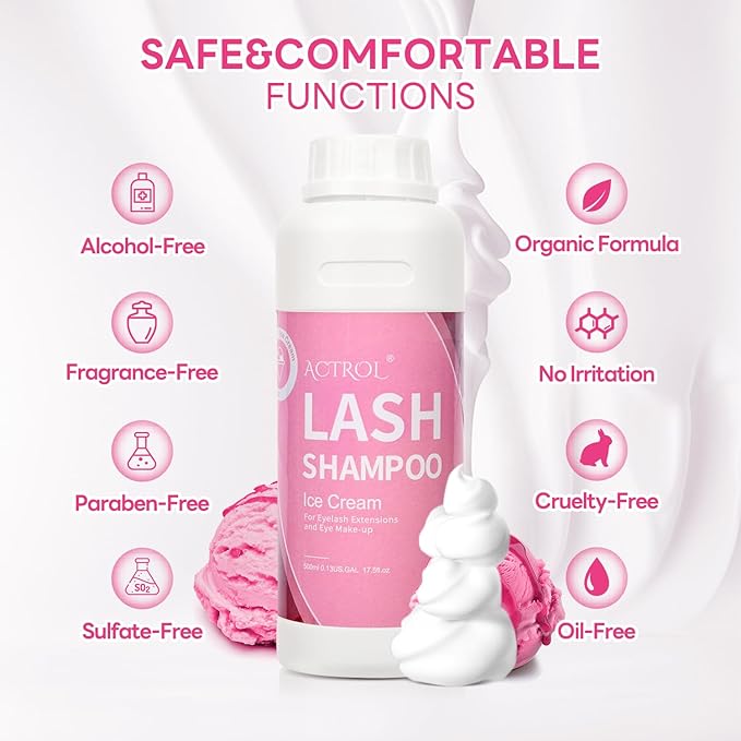 Lash Extension Cleanser Ice-cream 500ml Eyelash Shampoo Lash Wash Shampoo Lash Cleanser Foam with Salon and Home Care