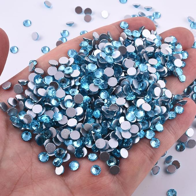 Blinginbox Flatback Rhinestones Bulk,14400pcs Crystal Round Loose Gemstones Glass Rhinestones for Crafts Makeup Nail Art Clothes Shoes DIY Decorations(SS10,2.7-2.9mm,Aquamarine)