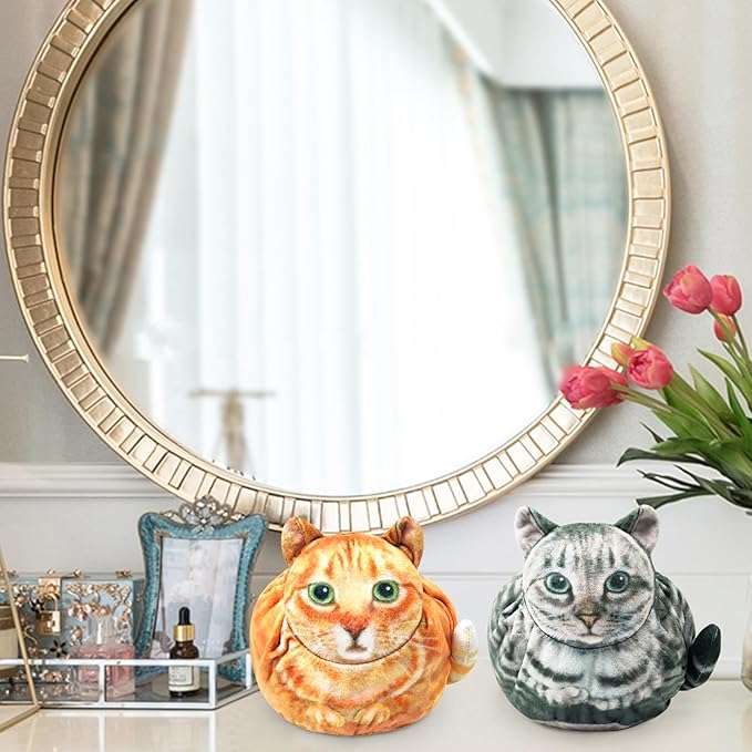 Openhaha Drawstring Travel Organizer, Cosmetic Pouch - Cat Gift for Women, Lay Flat Makeup Bag Gifts for Cat Lovers (2-Pack)