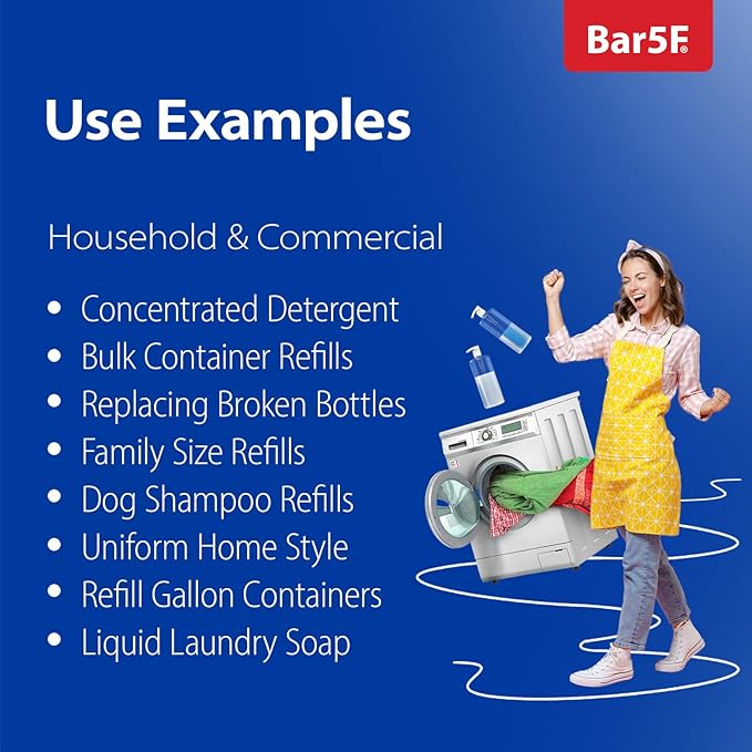 Bar5F Pump Bottle 32-Ounce 1-Liter Empty for Shampoo Conditioner Body Wash Lotion BPA-Free Crystal-Clear