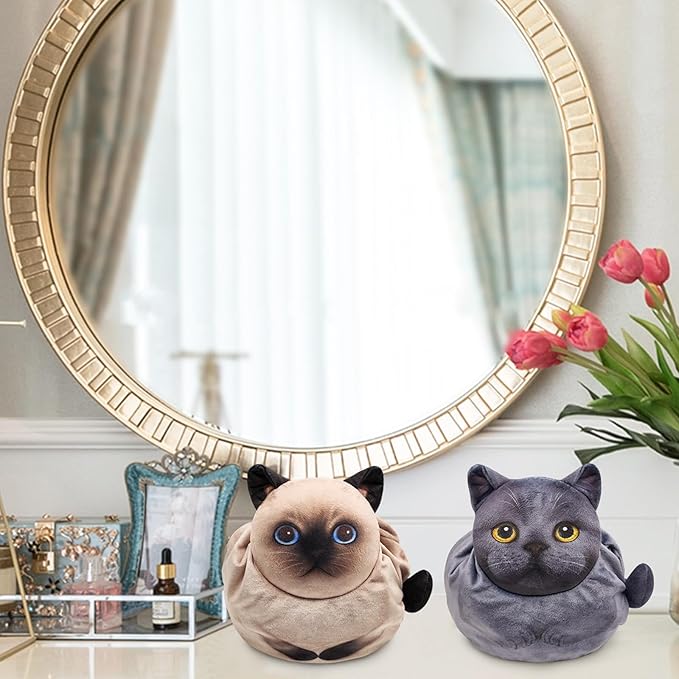 Openhaha Drawstring Travel Organizer, Cosmetic Pouch - Cat Gift for Women, Lay Flat Makeup Bag Gifts for Cat Lovers (2-Pack)