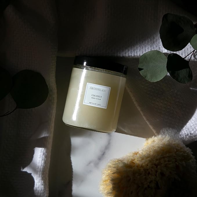 Archipelago Botanicals Coconut Body Scrub, Malayan Coconut with Citrus Hints, Exfoliate and Rejuvenate (9.4 oz)