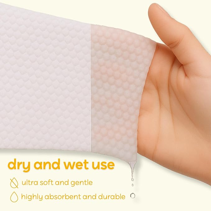 Disposable Face Towels, Makeup Remover Wipes for face, 270 Count, 7.8 in x 7.8 in, 3 Bags of Dry Unscented Makeup Wipes for sensitive skin with free hook for easy hang