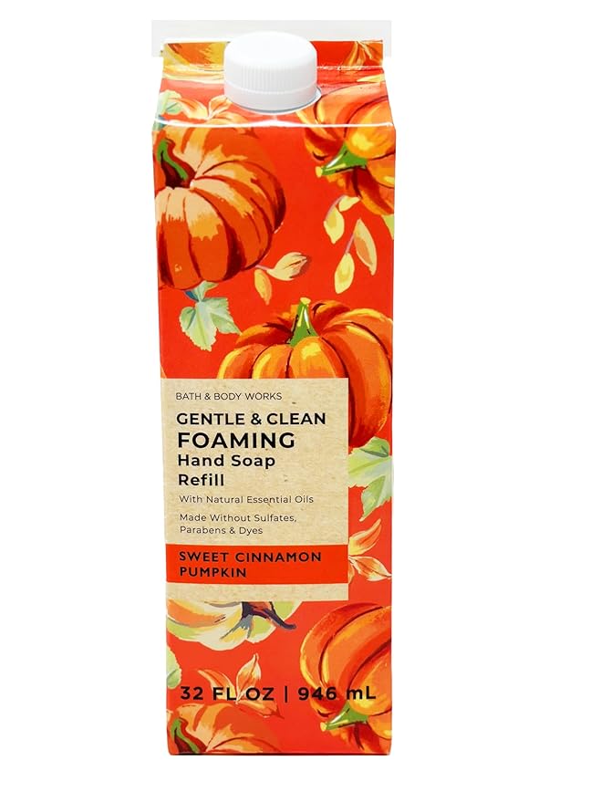 Bath + Body Works Gentle Foaming Hand Soap Refill - XL Size - 32 oz Compatible with all Bath & Body Works Gentle Foaming Hand Soap Bottles (Sweet Cinnamon Pumpkin)