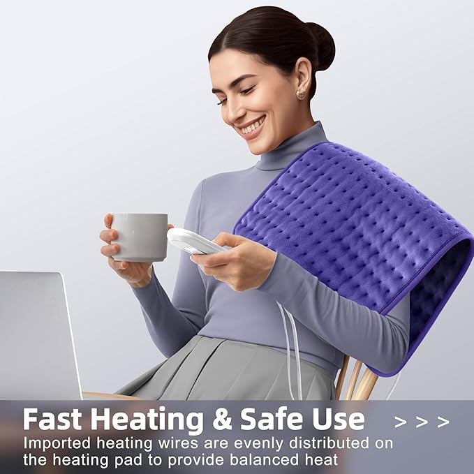 Heating Pad for Pain Relief (12"x24") - Back, Neck, Shoulder, Cramps & Joints - Moist/Dry Heat Options, Auto-Off, Machine Washable - Ideal Gift for Mother's Day & Christmas, Women, Men, Mom, Dad