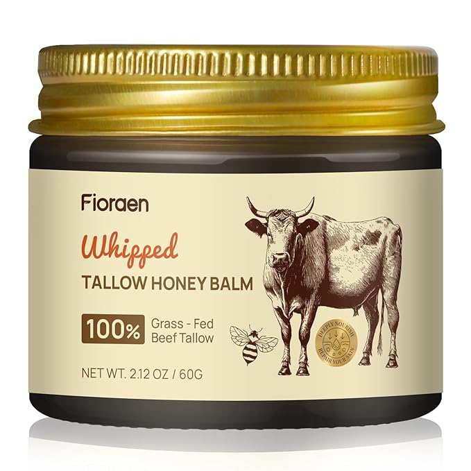 Beef Tallow for Skin 2oz, Whipped Beef Tallow and Manuka Honey Balm, Beef Tallow for Face and Body, Unscented Skin Care for Dry and Sensitive Skin, Natural Tallow Balm for Hydration and Nourishment
