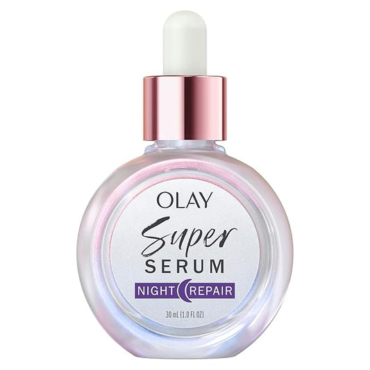 Olay Super Serum Night Repair for Face - Niacinamide, Peptide, Salicylic & Lactic Acid, Glycerin - Anti-Wrinkle, Dark Spot Reduction, Hydrating, Smooths Fine Lines, Skin Surface Renewal, 1.0 Oz