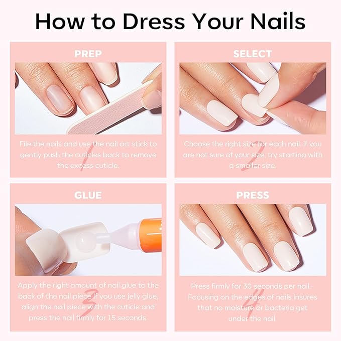 Modelones Press on Nails, Red Chrome French Short Square Fake Nails, Spring Easter Reusable Nail Kit with Nail Glue Adhesive Tabs Mini Nail File, Nails Press Ons 32Pcs16 Sizes, Women Girl Gift