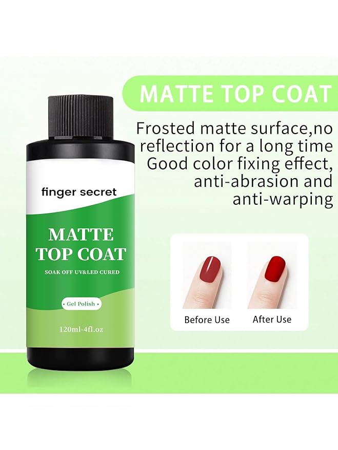 120ml/4floz Matte Top Coat for Gel Nail Polish,Fashion Matte Nail Polish,Nail Supplies for DIY in Salon or Home Use.