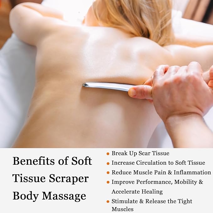 JWCASA Muscle Scraper Scar Tissue Massage Tools Foot, Neck, Knee, Leg Back Massager IASTM Tool for Physical Therapy & Plantar Fasciitis with 3 Pieces Set 17