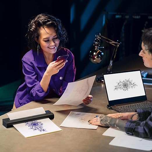 A41 Tattoo Transfer Printer, Wireless Tattoo Printer Machine with 10pcs Paper, 2600mA Portable Thermal Tattoo Stencil Printer for Tattoo Artist & Beginners, Compatible iPad, Phone & PC