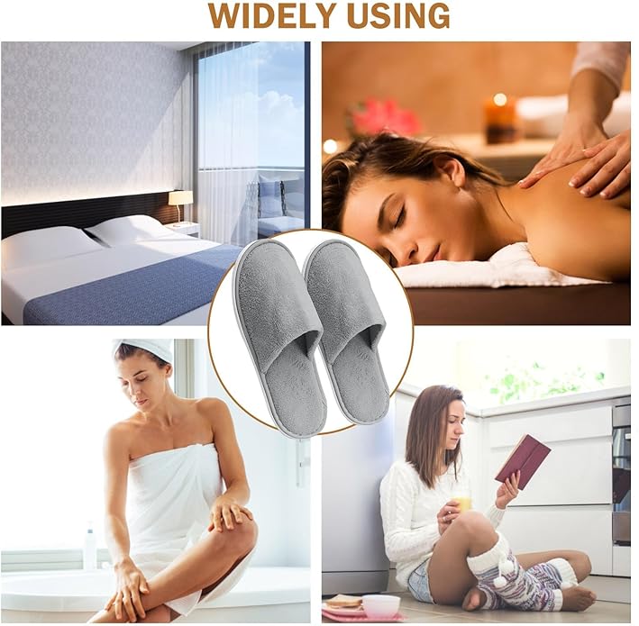 AQUEENLY House Slippers - Washable Spa Slippers Non Slip Indoor Guest Slippers for Shoeless Home, Women & Men