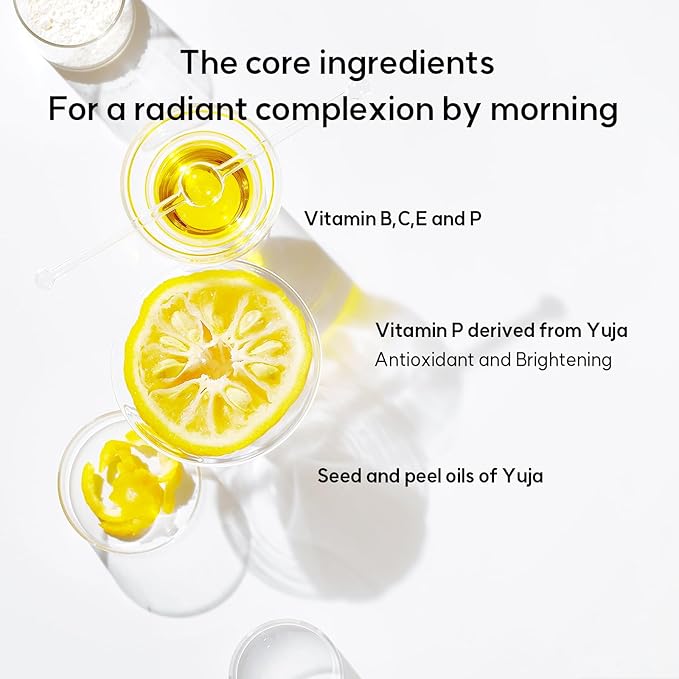 Hanyul Yuja (Yuzu) Vitamin Sleeping Mask | Overnight Skin Care for Brightening, Toning, Moisturizing, Vitamin C, B and Hyaluronic Acid, Non-Comedogenic tested, Korean Skincare, 2.37 fl.oz.