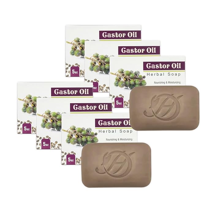 Castor oil Herbal Soap | Pack of 6 of 5oz soap Bar | Ideal for Men and Women, Soothing and Nourishing Soap for Moisturization