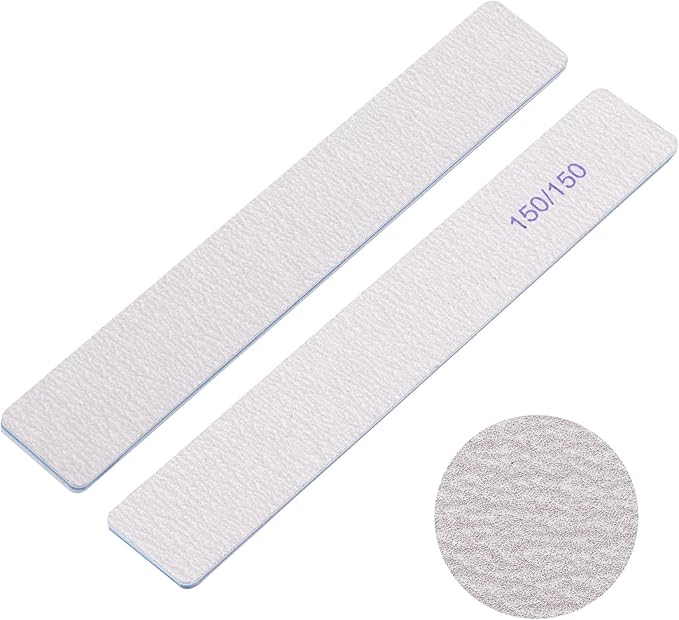 50 Pieces 150/150 Grit Rectangle Nail Files for Acrylic Nails, Reusable Buffing Nail Files Double Sided Emery Boards Manicure Tool